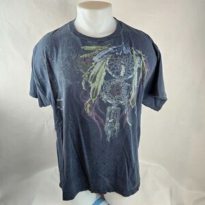 Wolf T Shirt Mens XL Black Native American Dream Catcher Vintage Graphic Tee